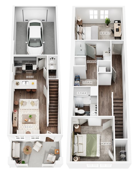 A set of four images showing different floor plans of a house. at Allier Foley, Foley, AL 36535